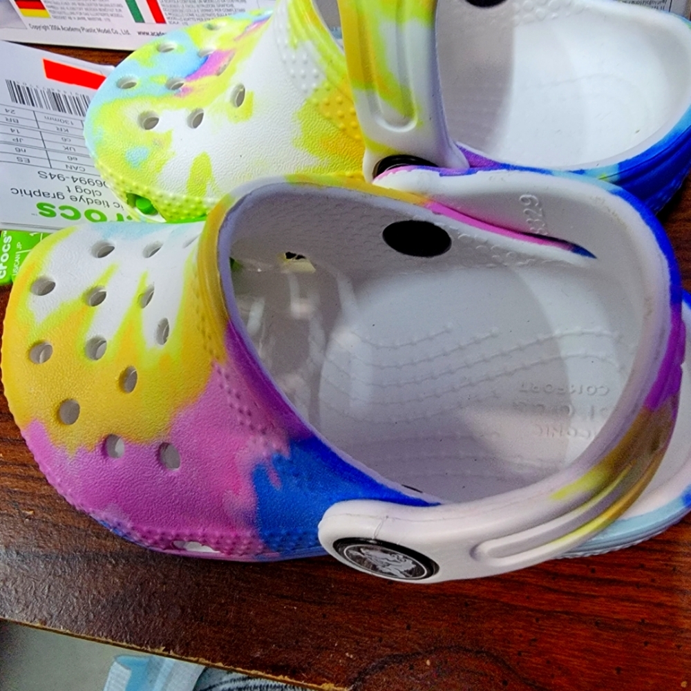 Multi Colored Todler Crocs.
